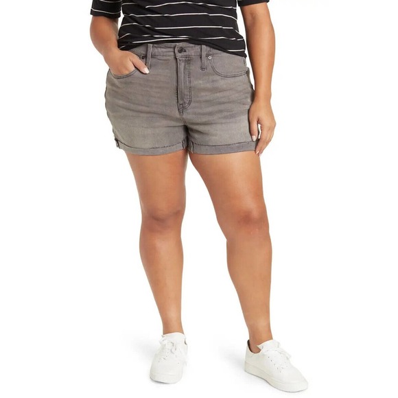 Madewell Pants - Madewell High Rise Cuffed Denim Shorts Gray Slater Wash M9237 Plus Size 14W 14